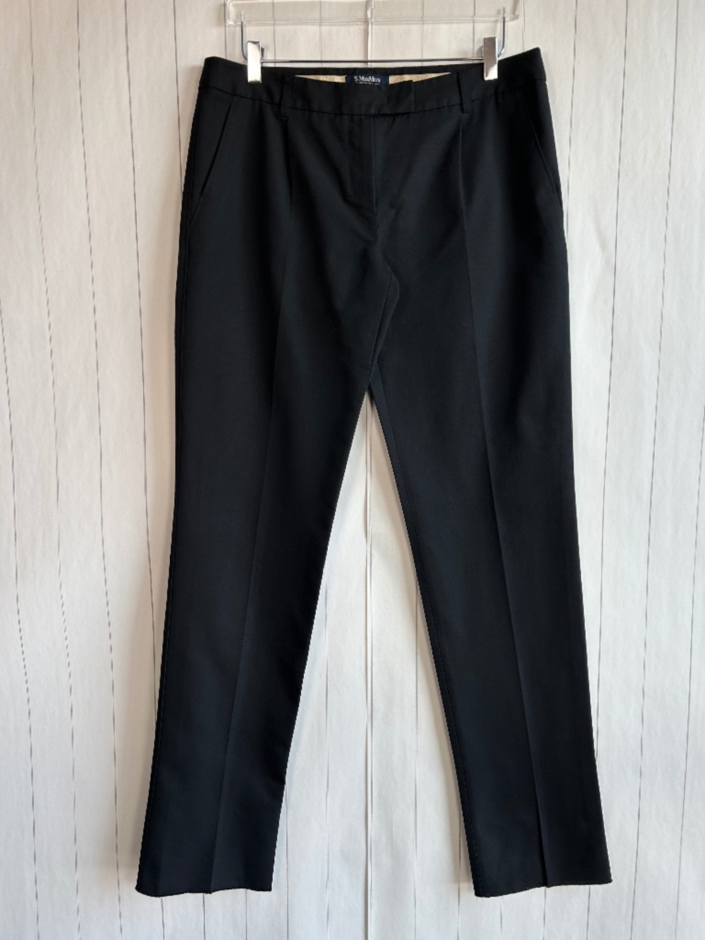 ‘S Max Mara size 14 straight leg pant trouser cotton blend black unhemmed